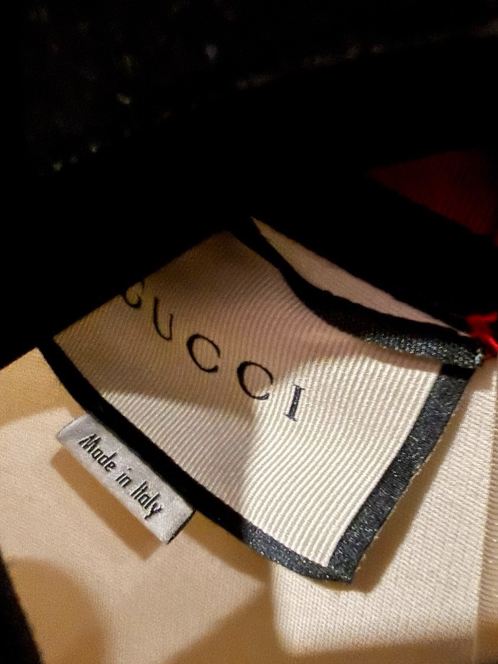 Gucci Cream and Black Ruffled Bow-Front Midi Dress with Signature Stripe - Picture 7 of 7